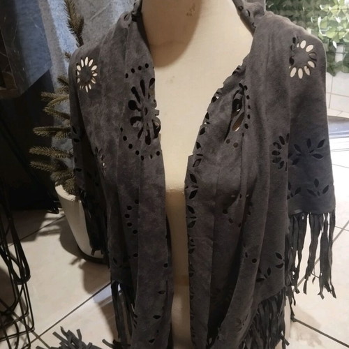 Gray women's scarf used, suede type from America