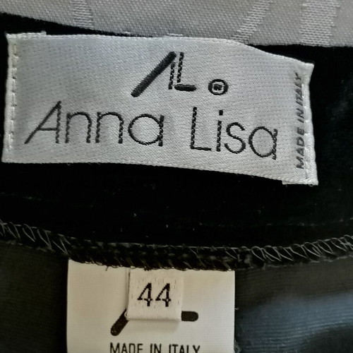 Black Velvet Pants New Italian Anna Lisa 82% Viscose 18% Silk