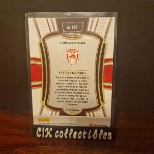 Panini Euroleague Select Olympiacos Vezenkov Sasha Premier Level card new