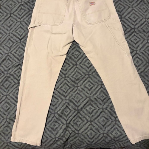 Dickies Carpenter pants used, beige W34, vintage patched workwear
