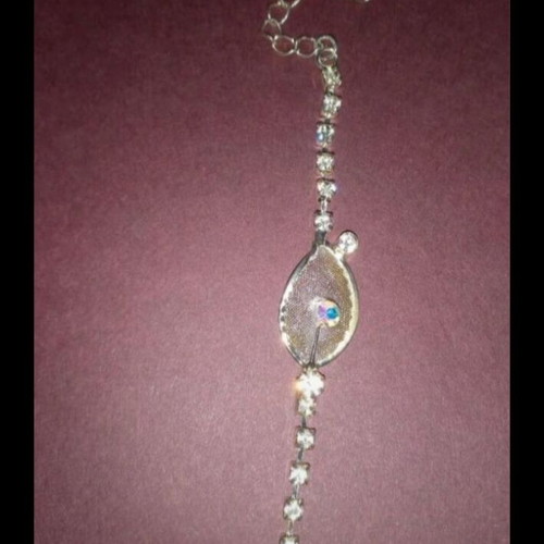 Flower necklace and bracelet set silver faux bijou new
