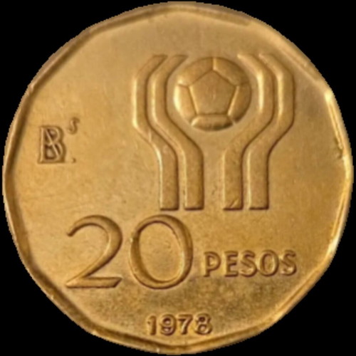 20 Pesos Argentina 1978 World Cup Football Coin like new