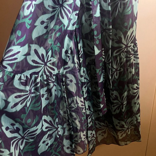 Vassia Kostara kimono like new, blue purple shades, wide sleeve