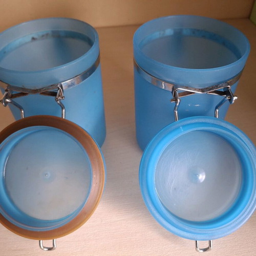 Plastic vases used, set of 2 pieces