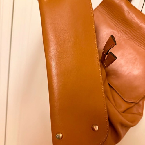 Sona de Nisco genuine leather convertible backpack shoulder bag cognac brown like new