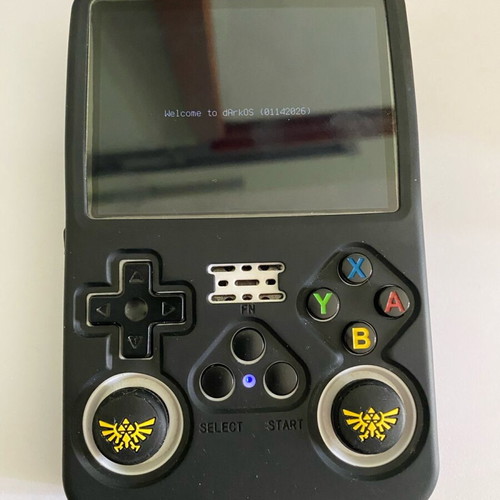 R36S handheld console with Dark OS, silicone case and screen protector, like new