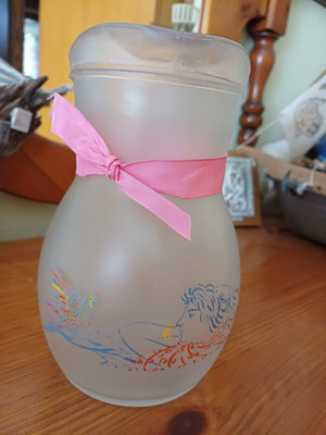 Glass Carafe Lumidis Collectible New, Frosted with Artwork by Giorgos Stathopoulos