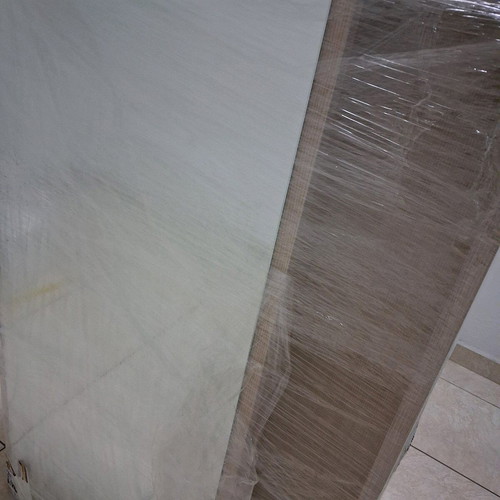 Bathroom furniture mirror new, beige with lamp and mechanism