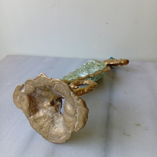 Bronze seahorse sculpture with crystals by Kyriakos Cirantonis, used