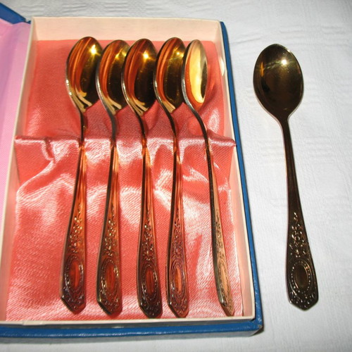Gold-plated teaspoons new, set of 6, from Soviet Union
