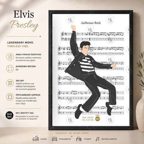 Jailhouse Rock Elvis Presley Poster with NFC Tag and Frame