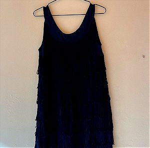 H&M Φόρεμα με κρόσσια σε σκούρο μπλε χρώμα μέγεθος L