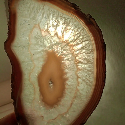 Large slice of raw beige white agate like new, pack of two