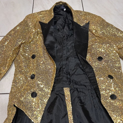 Gold tailcoat with sequins used, size S