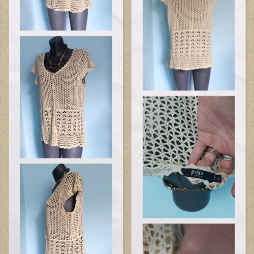 Jensen lace poncho tunic used like new, vintage cotton, XL-3XL