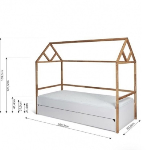 Bellamy Lotta Snow house bed 90 x 200 cm like new with drawer