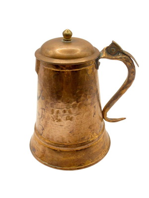 Vintage Handcrafted Copper Jug with Lid Albania 1960s like new