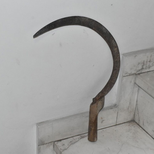 Handmade Sickle with Wooden Handle used, traditional farming tool