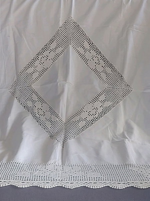 Handmade square tablecloth cotton fabric with lace new