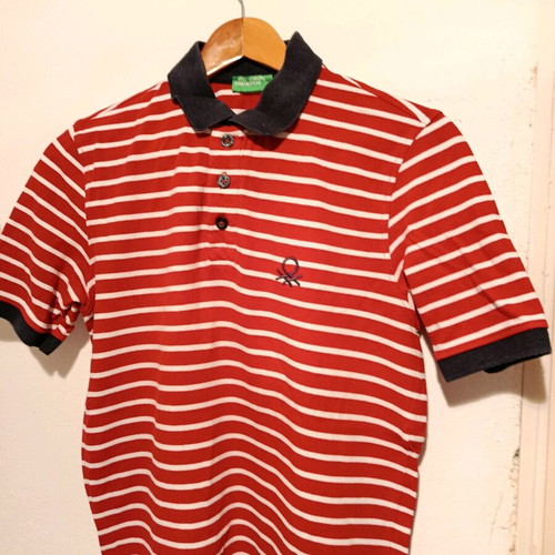 Benetton striped short-sleeve polo shirts like new, pack of 2, size Medium