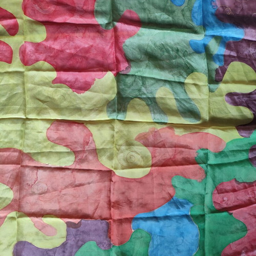 Handmade multicolor silk scarf 90x90 cm like new