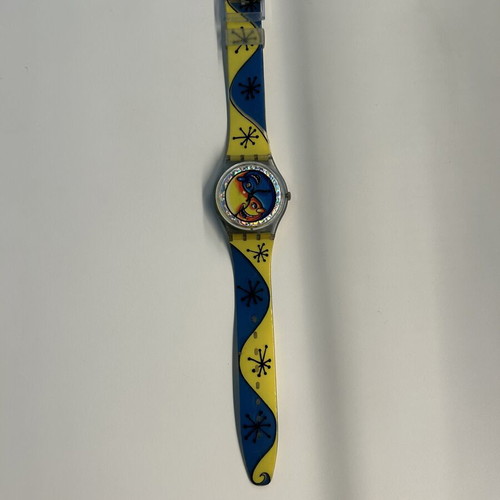 Swatch Fiz N' Zip Gent watch like new, blue and yellow