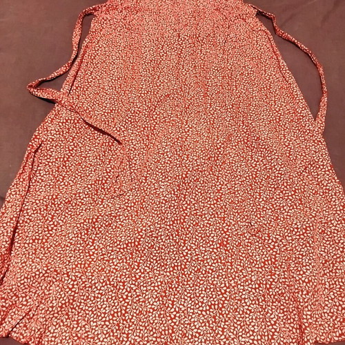 Midi asymmetrical skirt like new, red with small floral print, size M