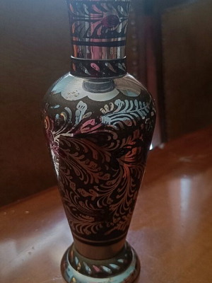 Vintage metal vase made of brass with embossed designs like new
