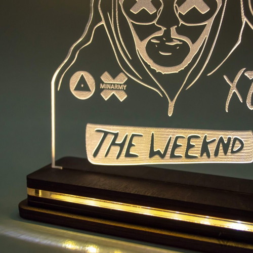 The Weeknd LED lamp handmade with wooden base and plexiglass new