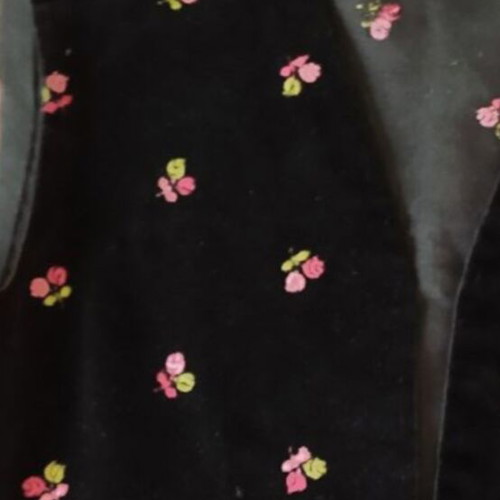 Vintage vest handmade black embroidered velvet like new