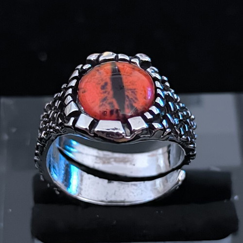 Gothic Ring with Red Dragon Eye Stone new