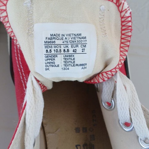 Converse All Star shoes like new, size 42, white and red