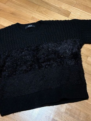 Replay knitted sweater black size S like new with metallic detail