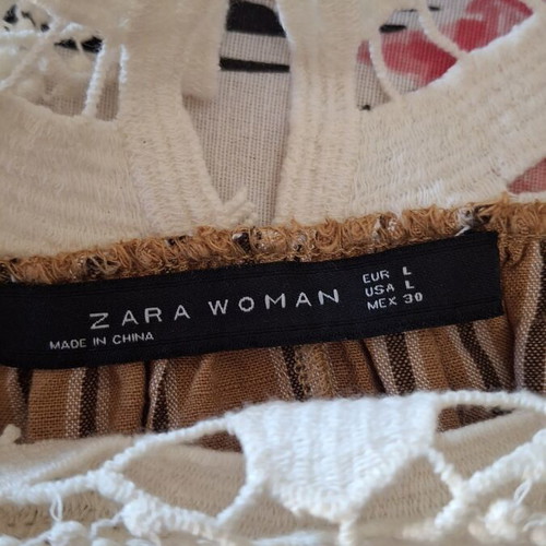 Zara linen blouse used with lace top and stripes, size L