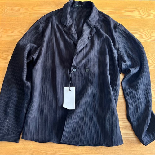 Zara black striped men's shirt jacket XL