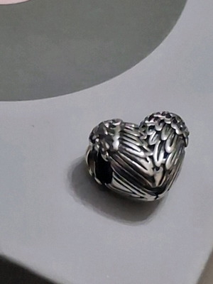 Charm for bracelets heart with angel wings like new, silver s925