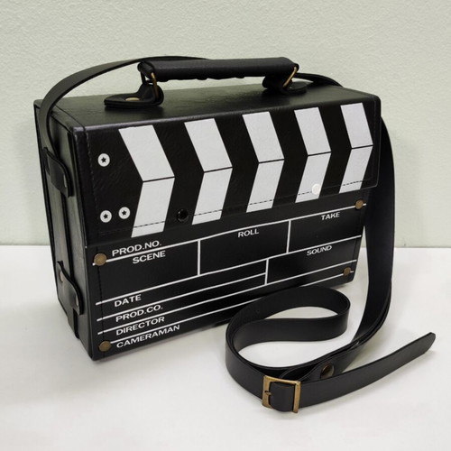 Clapperboard style lunch box bag new, black, adjustable strap