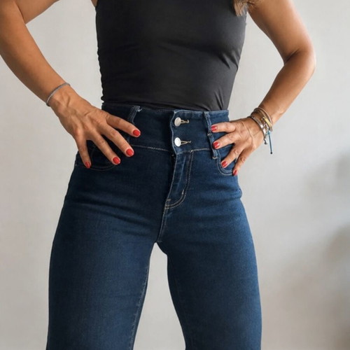 High-waist cropped jeans like new, dark blue, bell-bottom