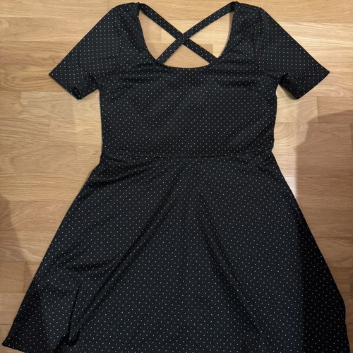H&M dress skater style medium black with white polka dots like new