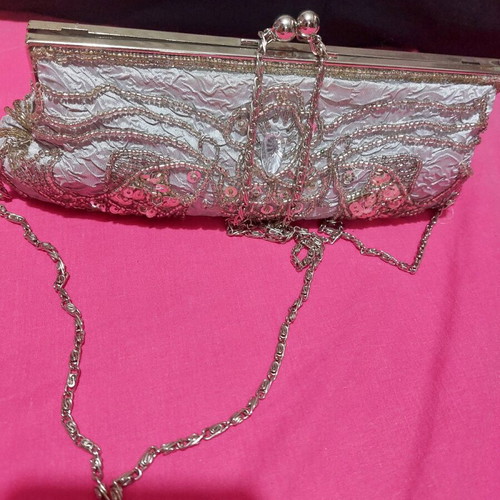 Silver hand bag used with stones and beads