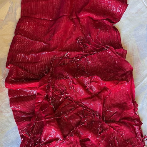 Basmina scarf like new, dark red, viscose and lurex, winter accessory