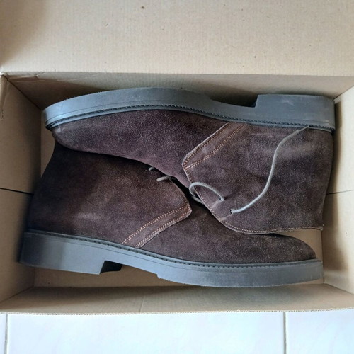 Portobellos men's lace-up boots new, suede leather, brown, size 44