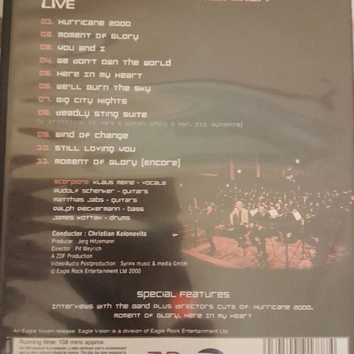 Scorpions Moment of Glory DVD like new, live with symphonic orchestra