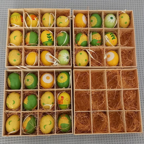 Easter natural eggs hand-painted like new, pack of 33 with box