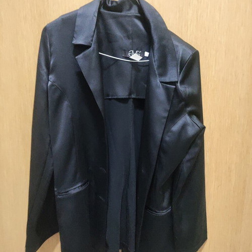 Satin suit new, black, slim fit jacket and pants