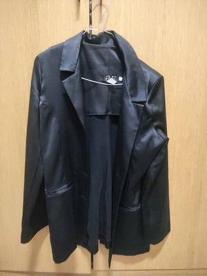 Satin suit new, black, slim fit jacket and pants