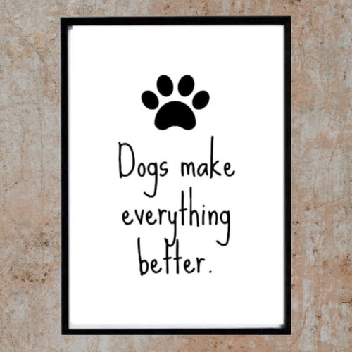 Framed print for dog lovers with black frame 31x22 cm made to order