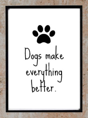 Framed print for dog lovers with black frame 31x22 cm made to order