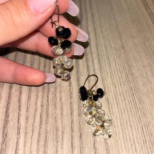 Earrings set of 3 pairs like new, silver color with black and white details