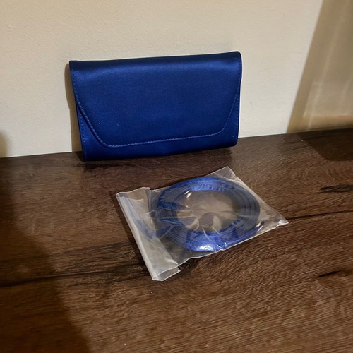 Small satin Sofronas shoulder bag used, blue royal